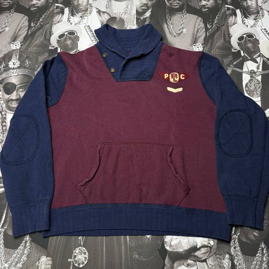 Vintage 90's Polo Ralph Lauren Rugby Cowl Neck Sweater Navy Maroon Size XL