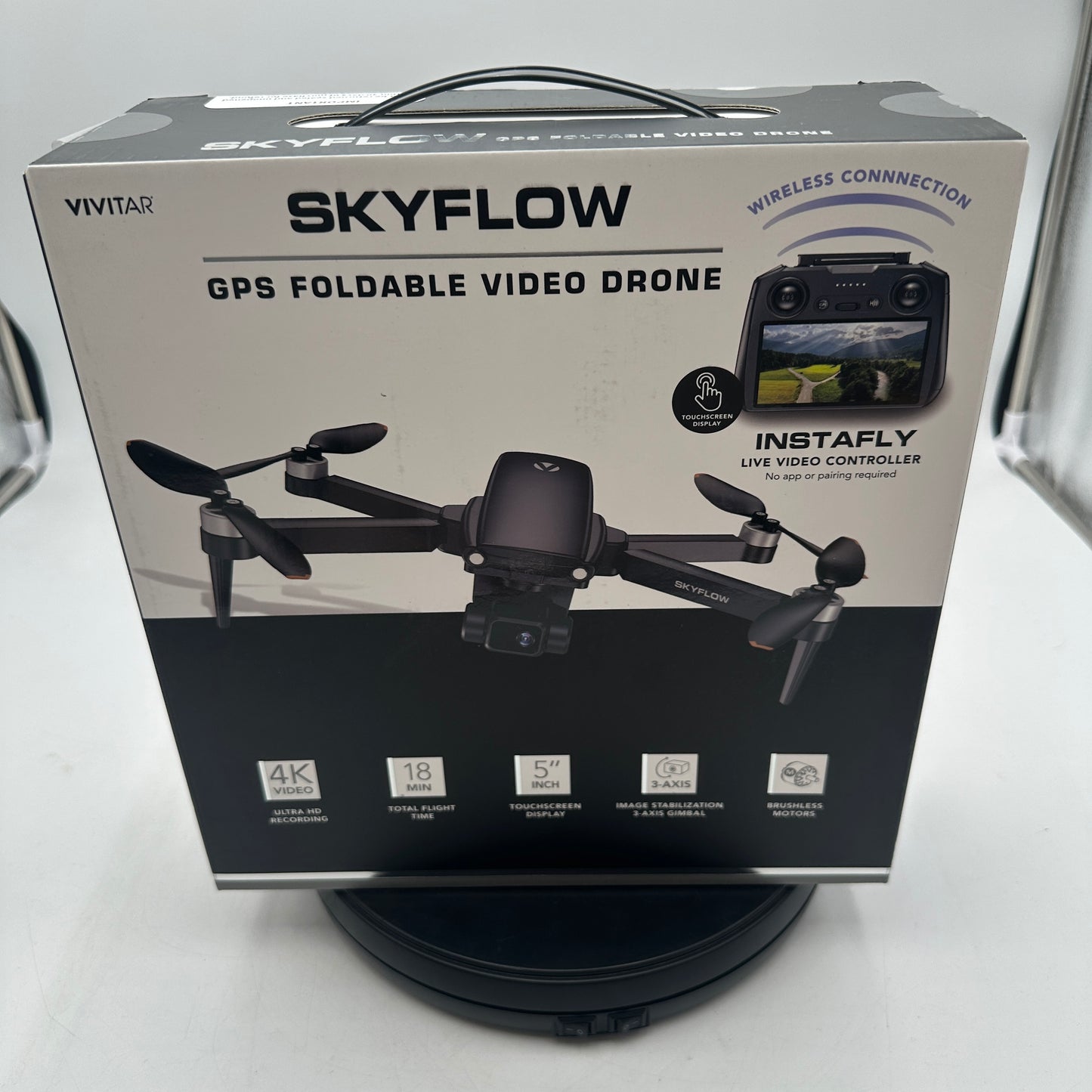 Vivitar Skyflow GPS Foldable 4K Video Drone - Black