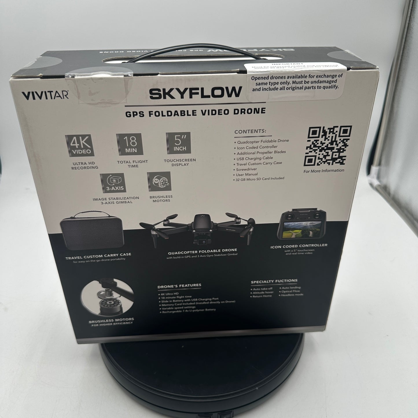 Vivitar Skyflow GPS Foldable 4K Video Drone - Black