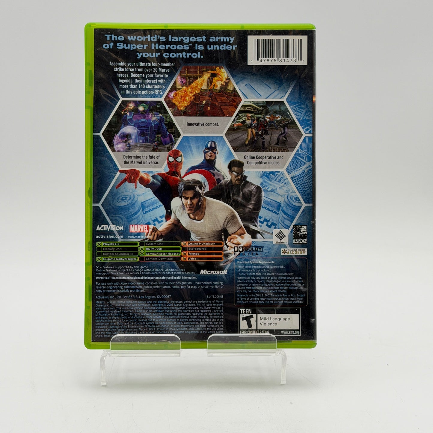 Xbox Marvel Ultimate Alliance Game Complete with Box Used