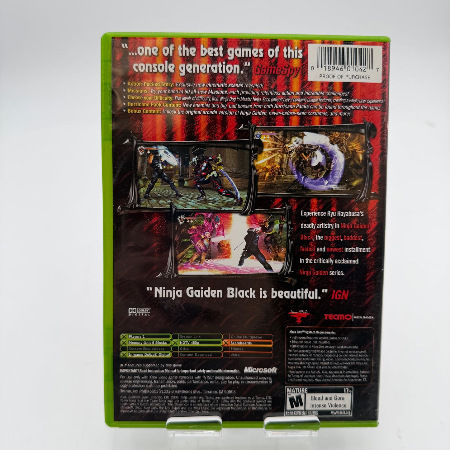 Xbox Ninja Gaiden Black Video Game with Box Manual and Insert