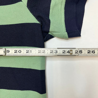 Zara Mens Mesh Short Sleeve Polo Shirt XL Green Black Used