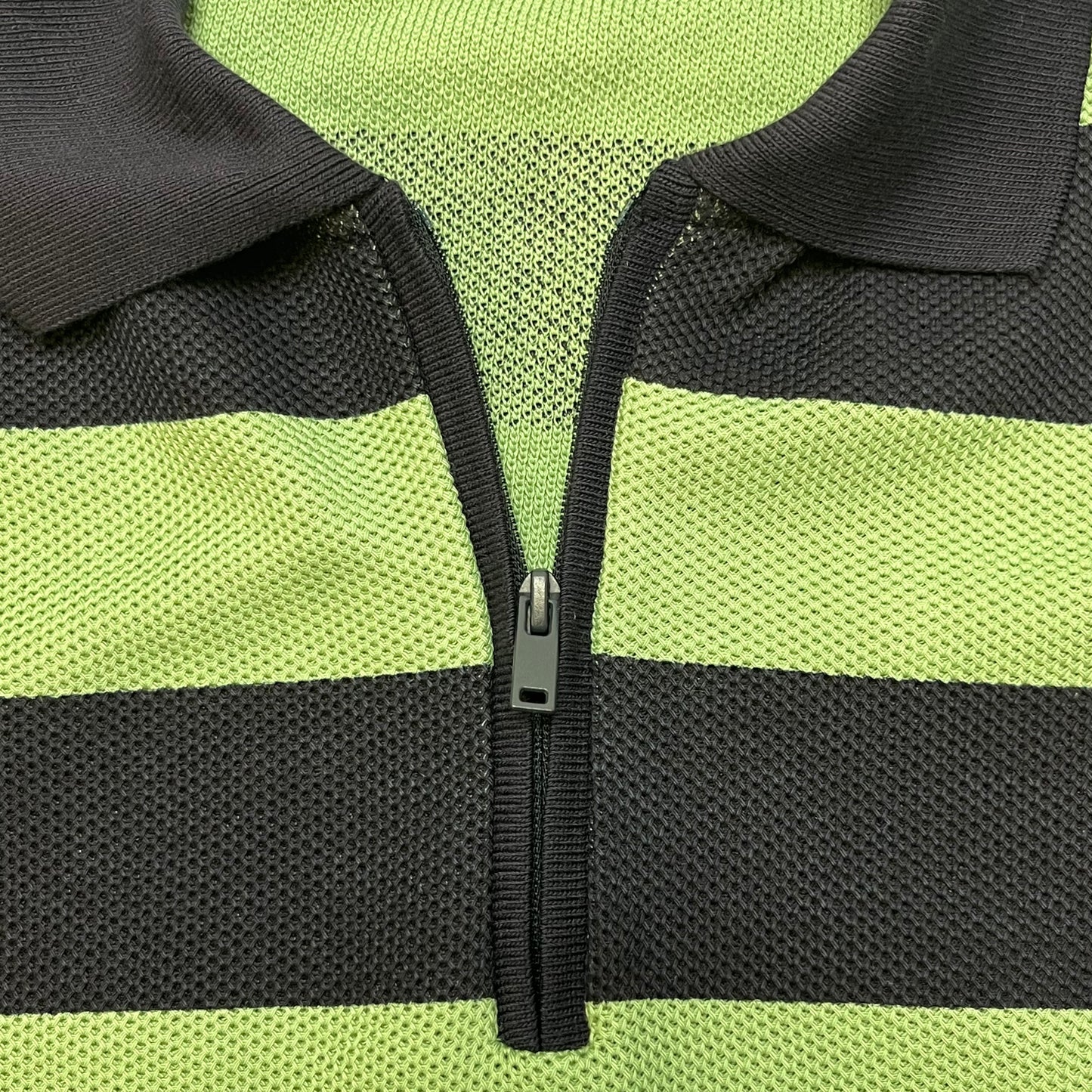 Zara Mens Mesh Short Sleeve Polo Shirt XL Green Black Used