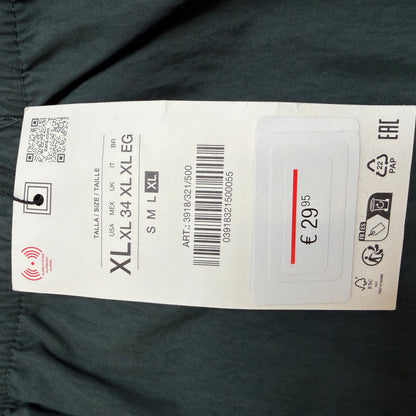 Zara Men's Track Pants XL - Dark Green Nylon Drawstring Joggers