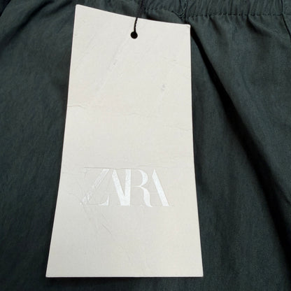 Zara Men's Track Pants XL - Dark Green Nylon Drawstring Joggers