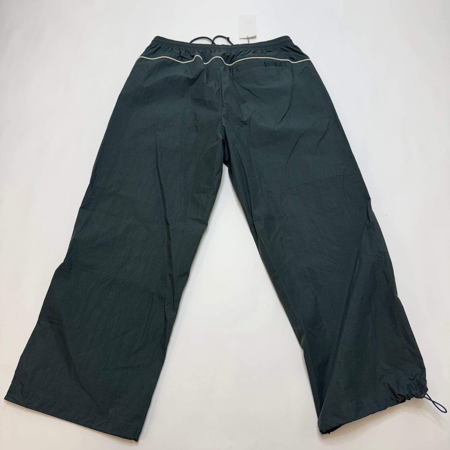Zara Men's Track Pants XL - Dark Green Nylon Drawstring Joggers