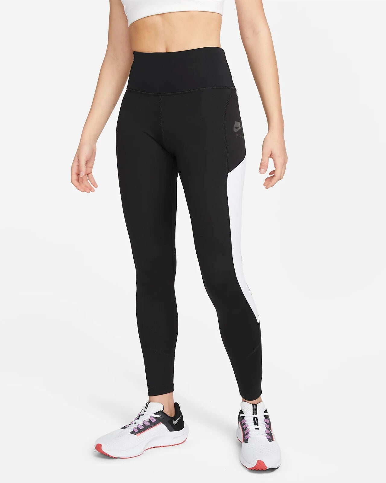 NEW Women's Nike Air Fast Tight Fit 7/8 Running Leggings DM7487-010 Small
